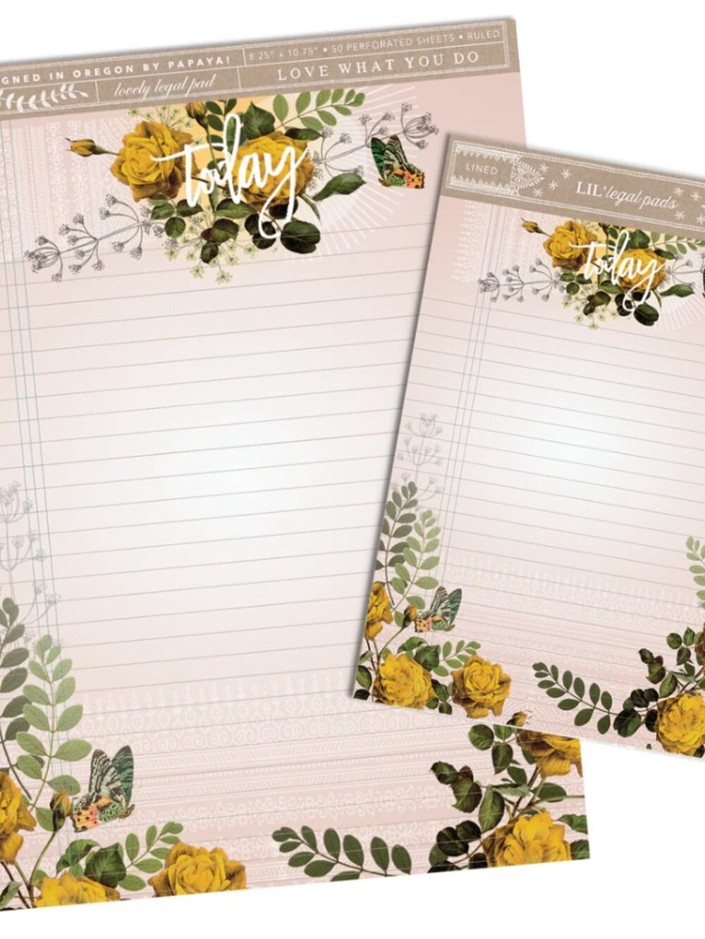 NWT New Papaya "Pink Bouquet" Set Legal Pad and Matching Note Pad